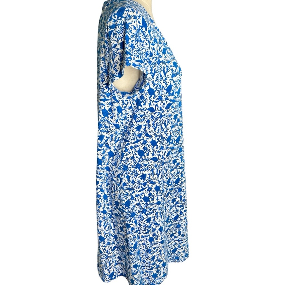 Vineyard Vines Blue White Cotton Dress Turtle Floral Preppy Summer Size M - Picture 4 of 6